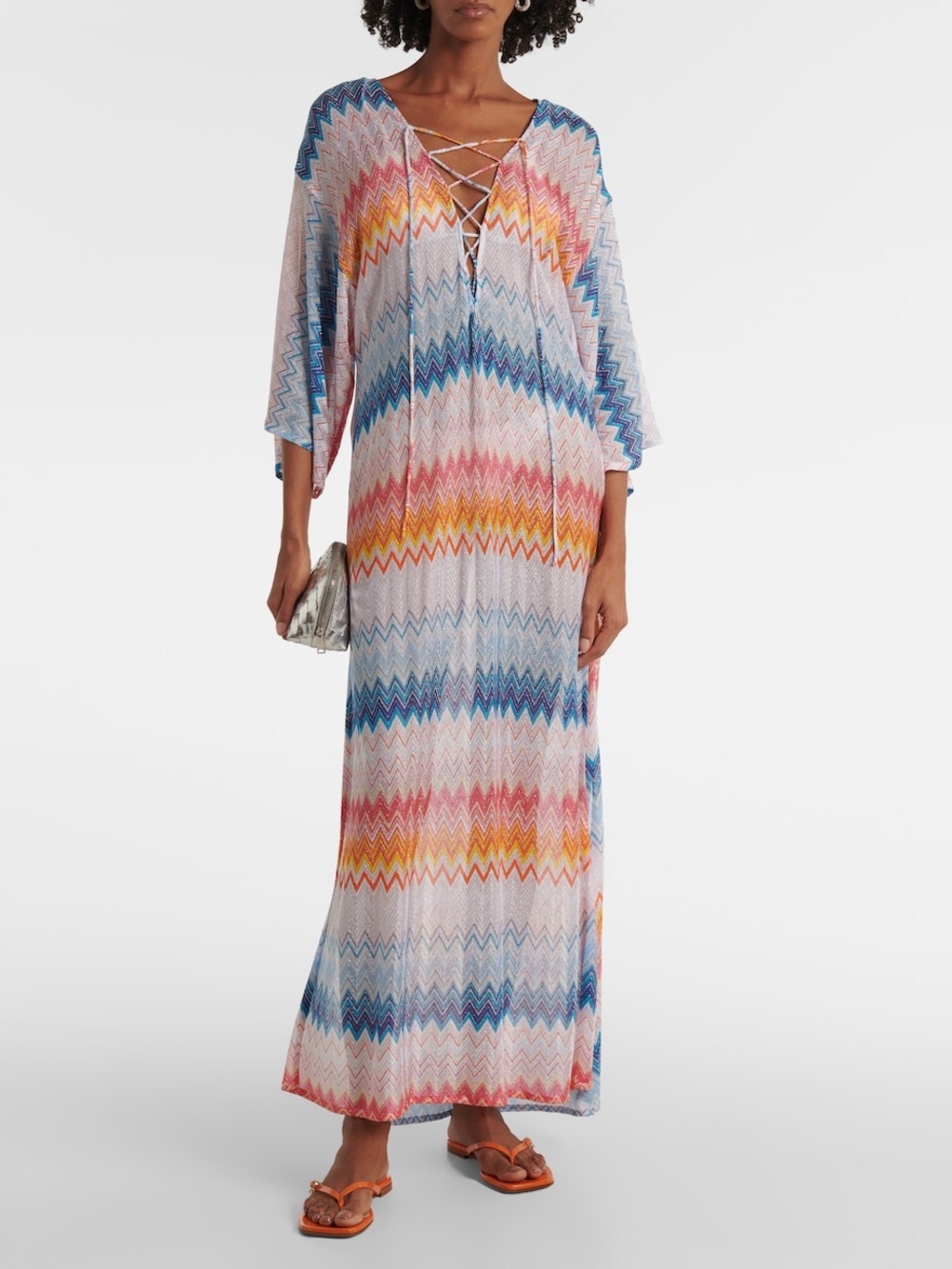 Missoni zig zag ombré knitted beach cover up dress